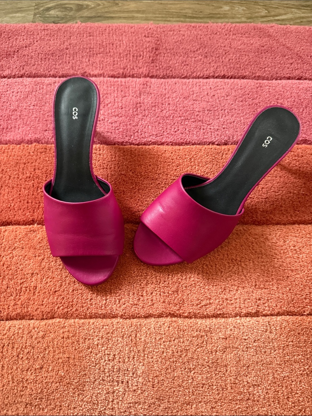 COS Fuchsia Leather Slide Mules
